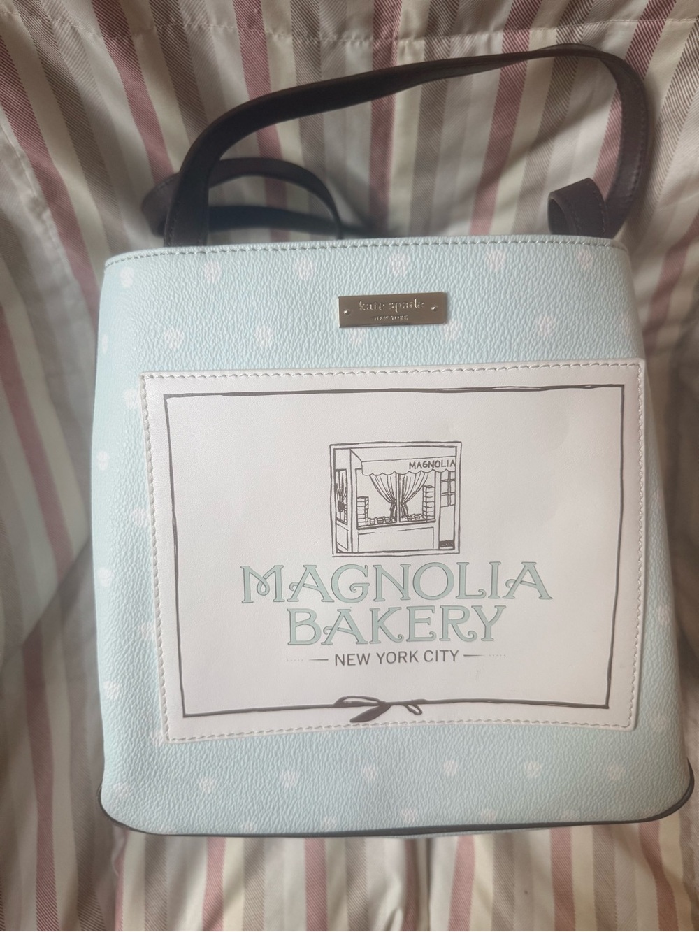 Rare Kate Spade x Magnolia Bakery Logo Tote Bag - Limited Edition Mint Blue
